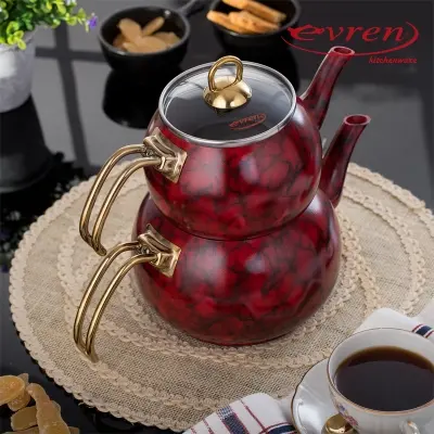 Red Marble Teapot Set